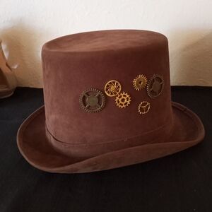 Spirit Brown Steampunk Hat with Gold Accents